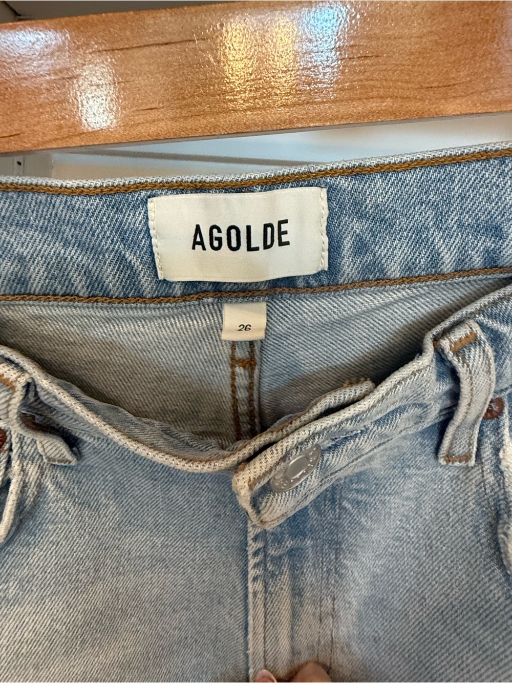 Agolde Light Blue High-Rise Cropped Wide-Leg Jeans - Picture 6 of 7